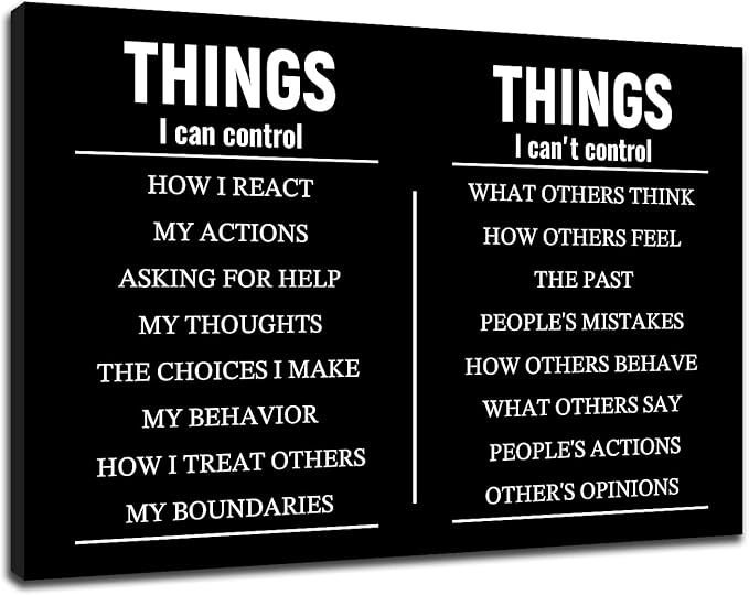 Things I Can Control Motivational Office Wall Art Inspirational Poster Print Quotes Picture Painting Positive Wall Decor for Home Men Workplace Hallway Canvas Artwork Ready to Hang [24''Wx36''H]