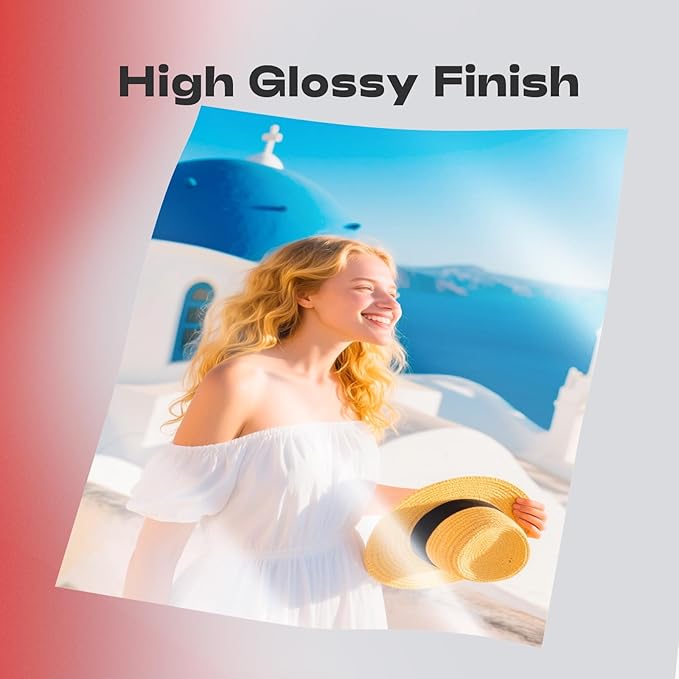 Glossy Photo Paper 8.5x11 Inches, 110 Sheets Thin Inkjet Paper,135gsm 37lb Photo Paper for Inkjet Printer with Dye Ink for Brochures Flyers Custom Chip Bag Party Favors