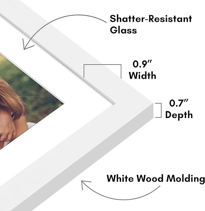Americanflat 4x6 Collage Picture Frame with Shatter-Resistant Glass - Fits Four 4x6 Photos or Use as One 12x12 Picture Frame - Signature Collection - Collage Frames for Wall Display - White