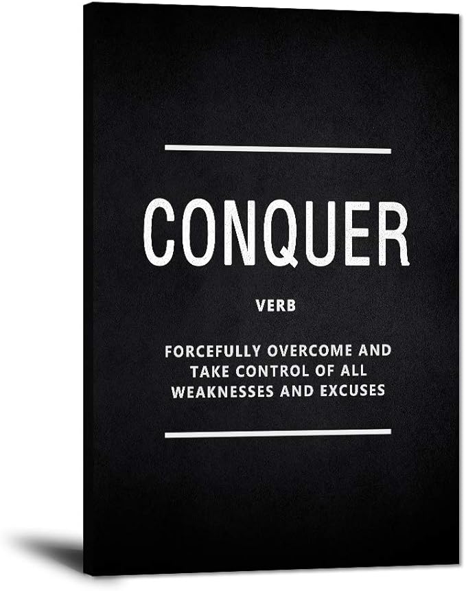 Yatsen Bridge Motivational Wall Art for Office Inspirational Canvas Painting Conquer Verb Posters Inspiring Quotes Positive Motto Sign Prints Artwork Home Living Room Decorations Framed (24”Wx36”H)