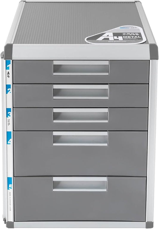 5 Drawer File Cabinet with Lock, 16in Metal Filing Cabinet for Home Office, Grey