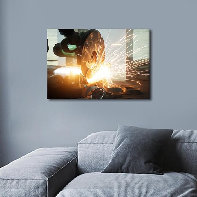 TUMOVO Machine Tools Paintings for Wall Decorations 1 Panel Wall Art Canvas Artwork Wall Decor Canvas Frame Art Prints Angular Grinding Machine Wall Art Modern Canvas Wall Art, 12" x18"