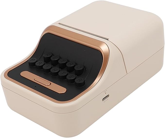 Bluetooth Label Printer Portable Vintage Style 30 to 52mm Label Portable Thermal Label Printer for Office Business Home