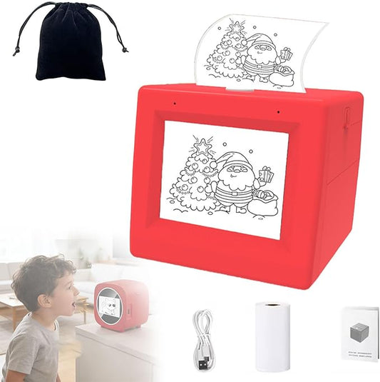 AI Sticker Box Printer, Smart AI Voice Stickerbox Printer Maker Mini Thermal Label Printer with Display, Inkless Portable Sticker Maker for Home Office Study & DIY Projects (B)