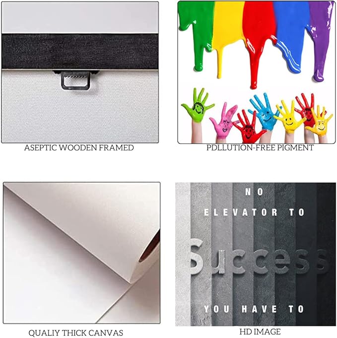 Office Wall Art There Is No Elevator to Success You Have To Take The Stairs Success Inspirational Artwork for Home Office School Gym Wall Decoration Stretched and Framed Ready to Hang -24"WX36"H