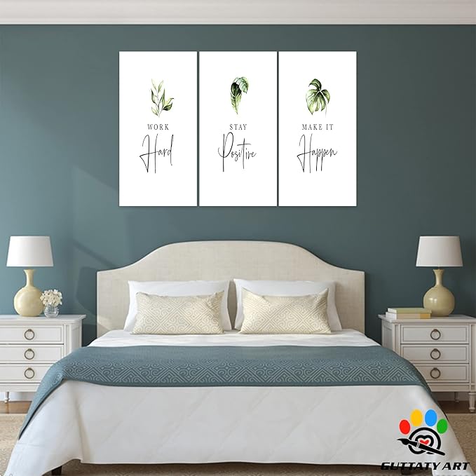 Office Wall Art-3 Panel Motivational Wall Art, Inspirational Quotes Canvas Art for Home Office Wall Decor,Positive Quote Wall Decor, Entrepreneur Words Poster Frame for Company Wall Decor 20”x30”x3Pcs