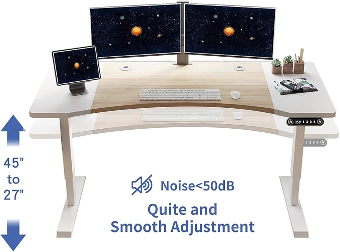 63 Inch Dual Motor Electric Standing Desk, Height Adjustable Sit Stand Desk with Memory Control and Spacious Desktop for Home Office