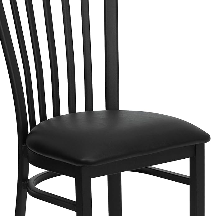 Flash Furniture 2 Pack HERCULES Series Black School House Back Metal Restaurant Chair - Black Vinyl Seat