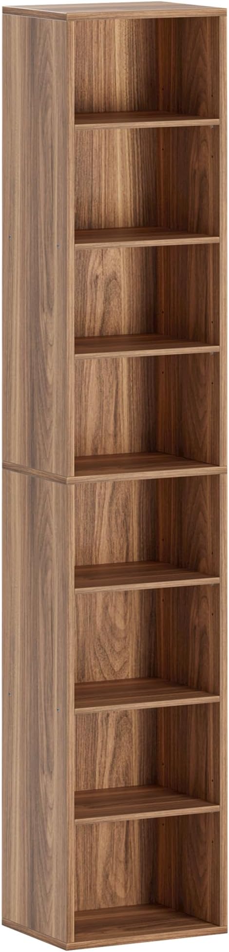 IRONCK Tall Narrow Bookshelf 8 Tiers, Compact Corner Bookcase, Easy to Match for Living Room, Office, Study, Bedroom, Oak Brown