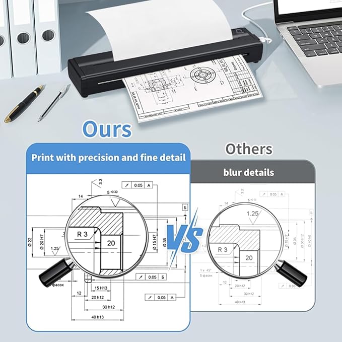 Print Pods Mini Thermal Printer, Wireless Portable Inkless Printer with App for Stickers, Notes, Labels, Compatible with iOS, Android, Compact for Home, School, Office
