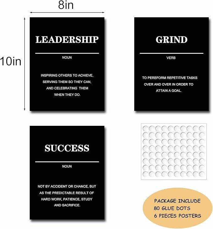 Yasowdkel Inspirational Wall Arts, Motivational Poster, Motivational Office Wall Art,Positive Sayings Posters, Inspirational Wall Decor, Positive Wall Art for Office (Set of 6,8x10in, Unframed)