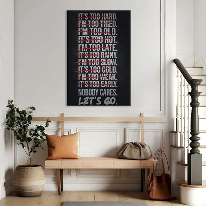 Motivational Inspirational Framed Canvas Wall Art Prints Positive Quotes Wall Decor for Office Home Bedroom Living Room Gym Dorm Made in USA