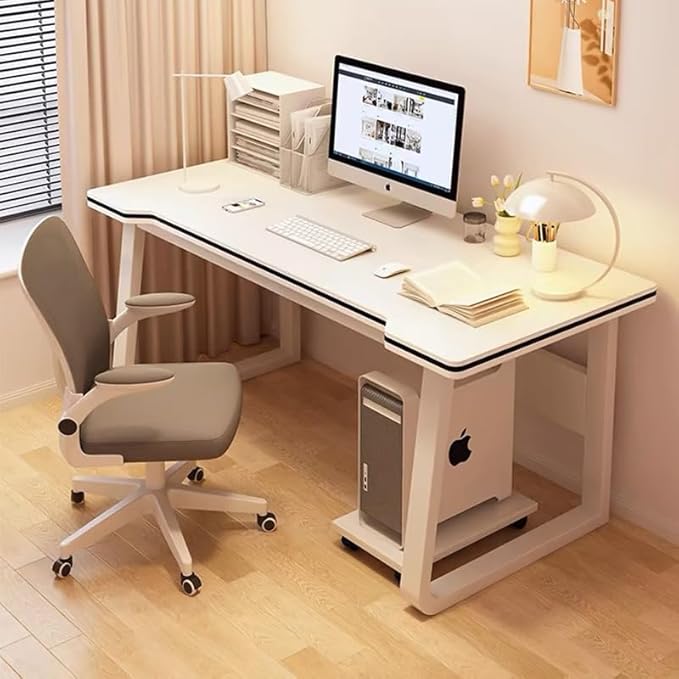 Gaming Desk Computer Writing Table Student Art Modren Simple Style PC Wood Suitable Portable Desk for Home, Office(White