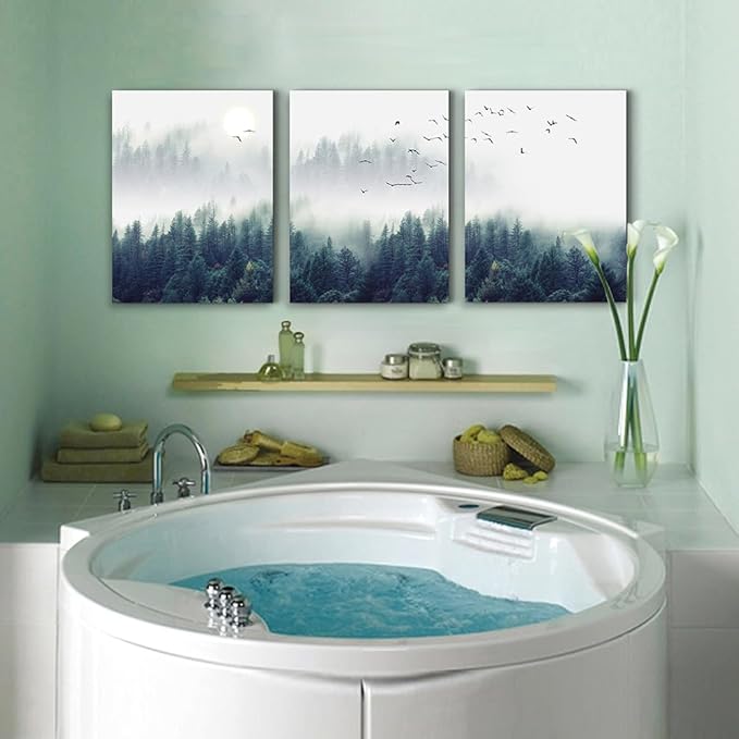Lapremoly Canvas Wall Art For Living Room Large Wall Decor For Office Bedroom Wall Decorations Foggy Forest Landscape Paintings Stretched And Framed Ready To Hang Pictures Modern Home Decor 3 Piece