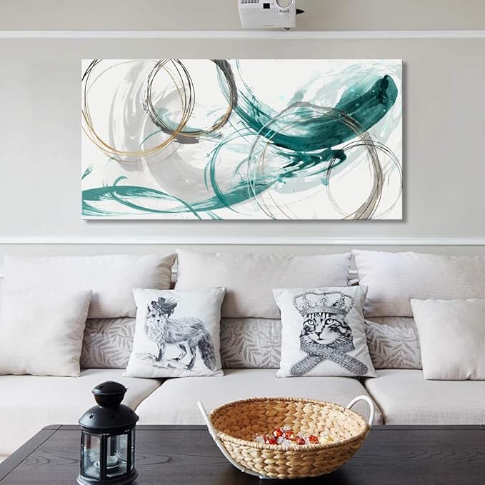 Sxurmtiie Canvas Wall Art Abstract Art Paintings green Fantasy Colorful Graffiti on White Background 24inchx48inch Modern Artwork wall Decor for Living Room Bedroom Kitchen
