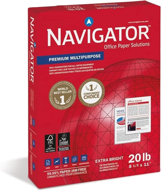 Copy Paper, Printer Paper, Premium Multipurpose Paper, Perfect For Use With Inkjet & Laser Printers, Copiers & Multi-Function Devices, LETTER, 8-1/2" x 11", 92 Bright, 20lb - 500 Sheets - 1 Ream