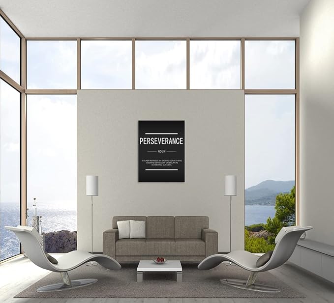 WYJZDZQ8 Inspirational Office Canvas Wall Art Perseverance Noun Quotes Wall Decor for Living room School Motivational Canvas Print Artwork Painting Poster Framed Ready to hang[30" W X 40" H]