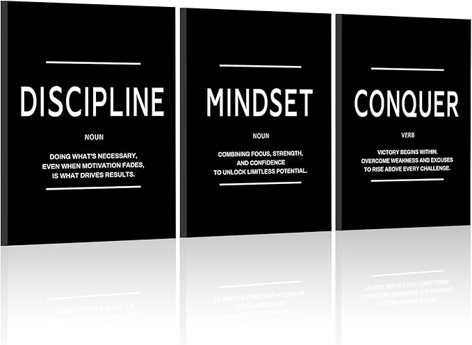 LMGOV Large Motivational Office Wall decor for Men, 16" x24" Mindset Wall Art for Bedroom, Black and White Canvas Painting for Bathroom, Positive Poster for Dorm, College, Gym