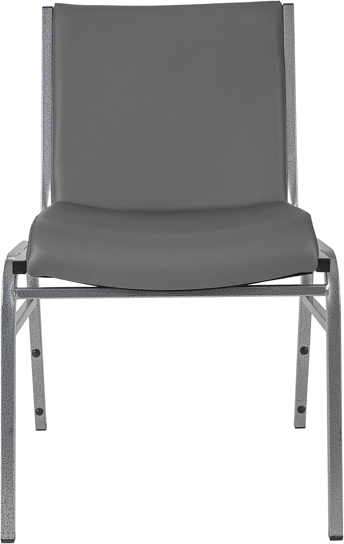 Flash Furniture Hercules Heavy-Duty Vinyl Lobby Chair with Ganging Bracket and Cushioned Seat, Stacking Chair for Waiting Rooms/Offices, Gray