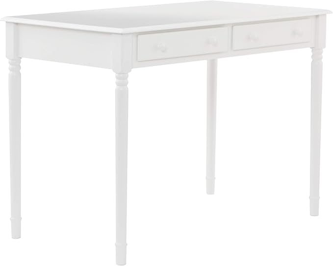SEI Furniture Janice 2-Drawer Slim Profile Writing Desk, Crisp White