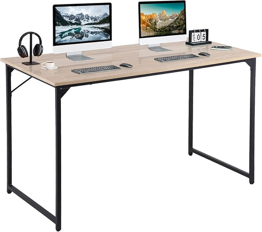 Dkelincs Computer Desk 47” Writing Desk Modern Simple Style Office Desk with Metal Frame for Home Office Easy Assembly,Nature