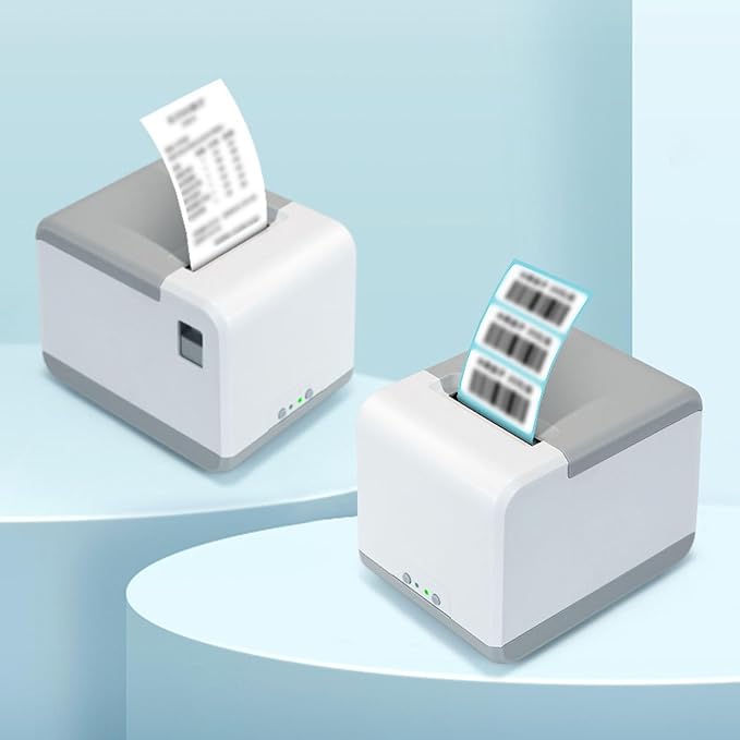 Hyuduo Thermal Label Printer 3 Connection Options Customizable Printing with USB Ideal for Home Office Business Use and on The go Compatible with Multiple Systems (US Plug)