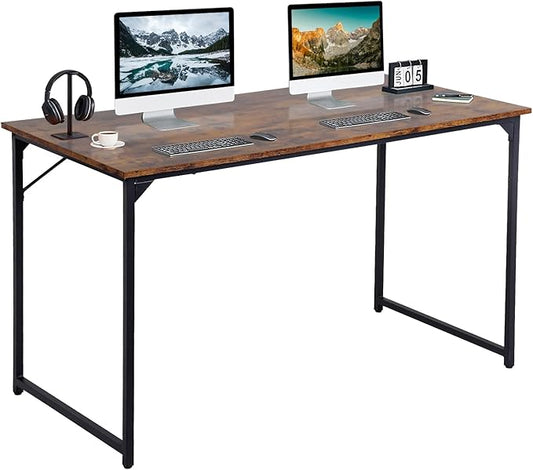 Dkelincs Computer Desk 47” Writing Desk Modern Simple Style Office Desk with Metal Frame for Home Office Easy Assembly, Brown