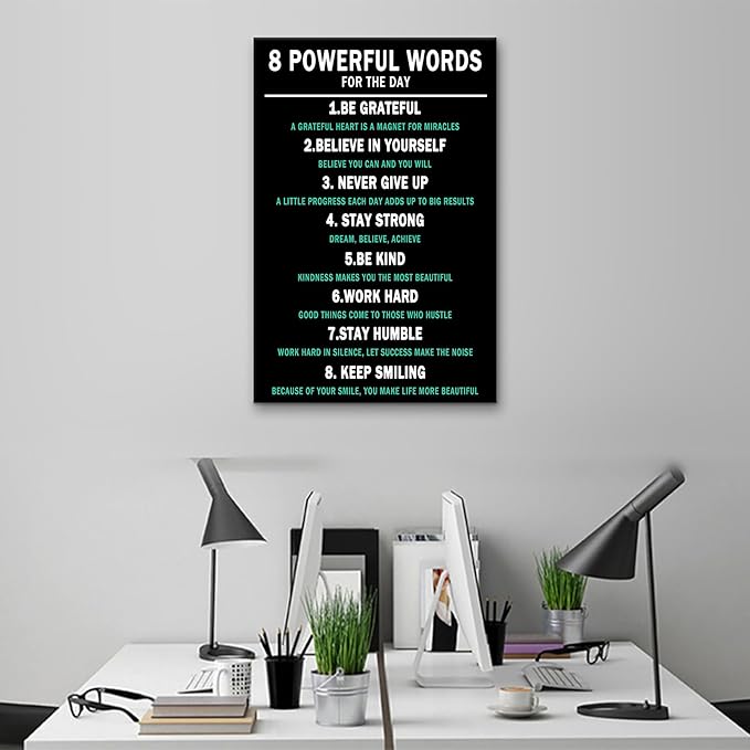 Motivational Wall Art 8 Powerful Words Entrepreneur Quotes Painting Inspirational Poster Print Positive Picture Artwork Wall Decor for Home Apartment Workplace Hallway Ready to Hang [12''Wx18''H]