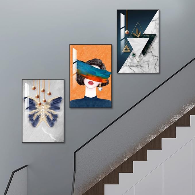 Large Wall Art for Living Room,Black Framed Abstract Wall Decor for Home Minimalist Artwork Painting 24" x 32" 3 Pieces Canvas Print for Bedroom Decor Kitchen Office Hang a Modern Picture