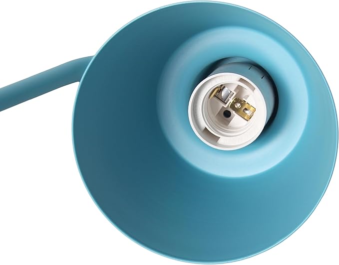 Simple Designs LD1077-CYN 16" Sleek Essentials Adjustable Metal Desk Task Lamp, for Office, Desk, Nightstand, Dorm, Cyan Blue