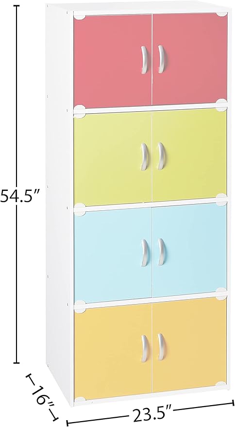 Hodedah Bookcase, 4 Shelf, Rainbow