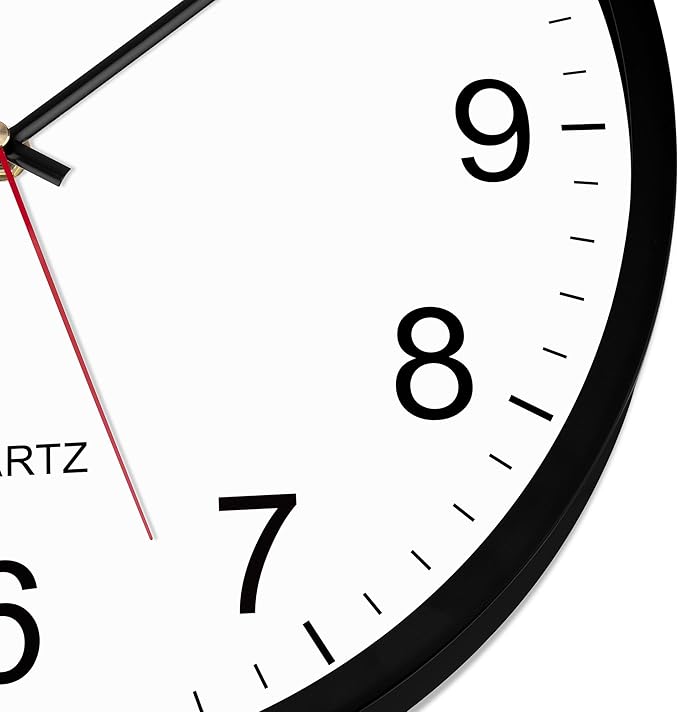 Foxtop Black Backwards Wall Clock, Runs Counterclockwise, 12 Inch Silent Non Ticking Battery Operated Round Analog Wall Clock for Bedroom Bathroom Home Office Classroom