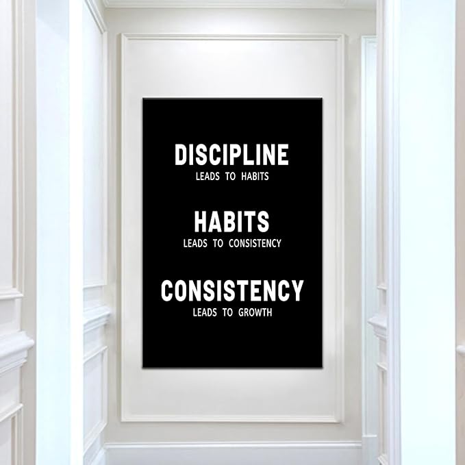 Motivational Wall Art Wall Decor for Office Inspirational Discipline Consistency Noun Entrepreneur Quotes Canvas Poster Positive Picture Artwork for Living Room Gym Workplace Wall Decor [24''Wx36''H]