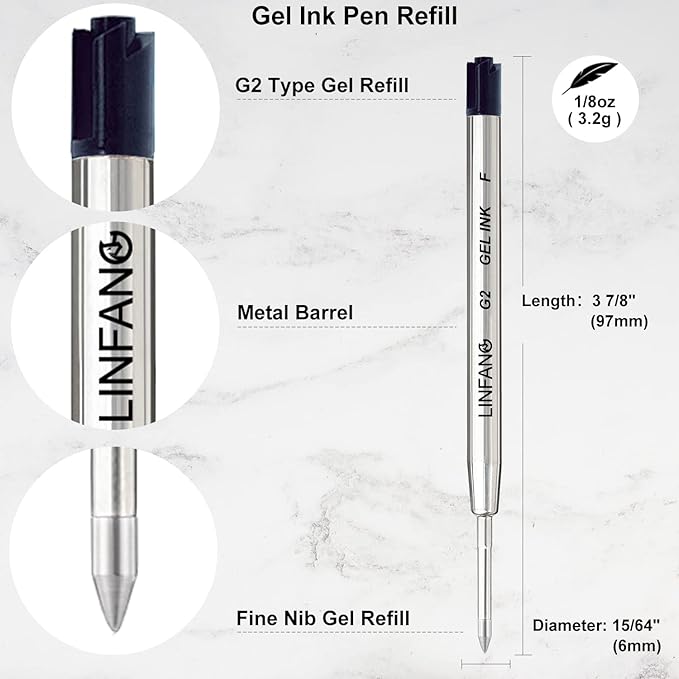 Black Gel Ink Pen Refills Ballpoint Black, 12 Pack Gel Pens Refills Fine Point 0.5mm Tip Smooth Writing Pen Refill (12 Black)