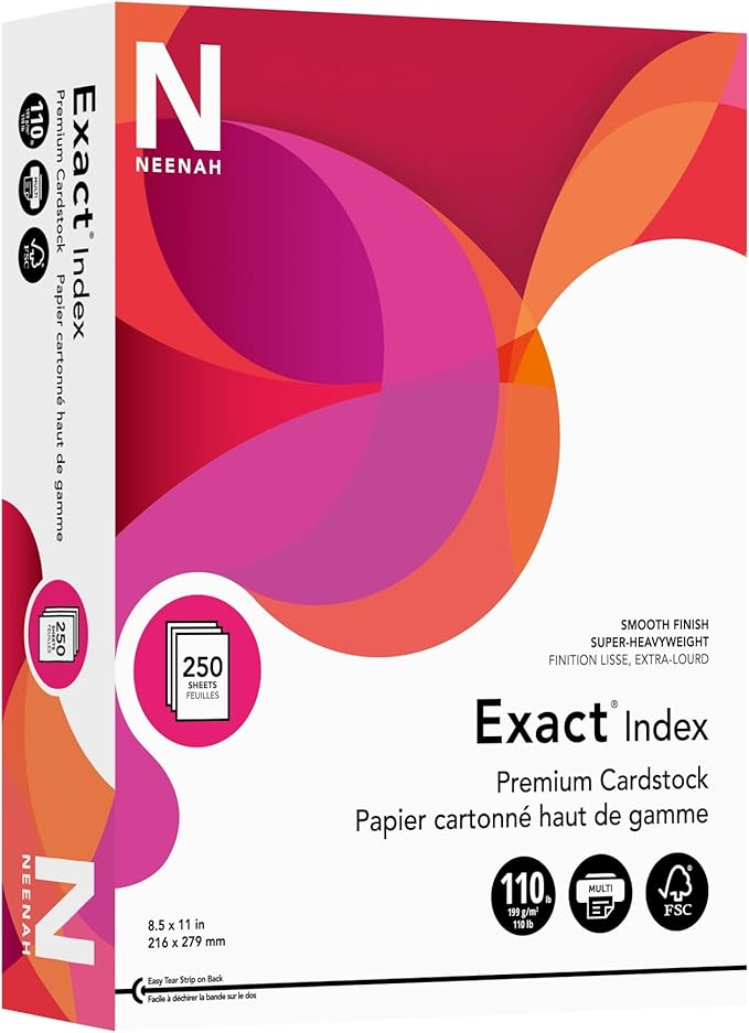 Neenah Exact 30% Recycled Extra-Heavyweight Index Card Stock, 8 1/2in. x 11in., 110 Lb, White, pk Of 250 Sheets, 40411