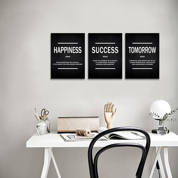 KAWAHONE Success Quotes Wall Art, Motivational Entrepreneur Tomorrow Poster Inspirational Happiness Wall Hanging Picture Decor for Home Office Workplace Gift for Business Leadership Men Women Ready to