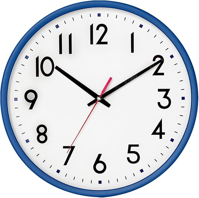 HZDHCLH Wall Clock Blue,Silent Wall Clocks Battery Operated 12 Inch Modern Non Ticking Analog Clock Decorative for Kitchen Bedroom Living Room Office Classroom