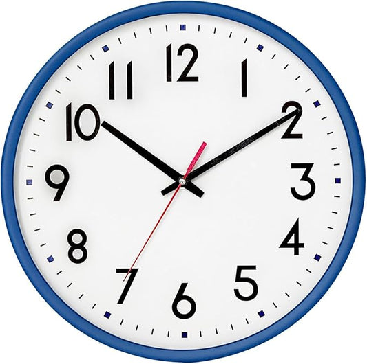 HZDHCLH Wall Clock Blue,Silent Wall Clocks Battery Operated 12 Inch Modern Non Ticking Analog Clock Decorative for Kitchen Bedroom Living Room Office Classroom