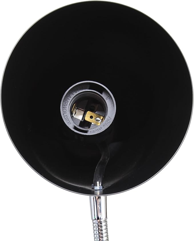 Simple Designs LD1075-BLK 15.28" Sleek Essentials Minimalist Metal Desk Task Lamp, for Office, Desk, Nightstand, Dorm, Black