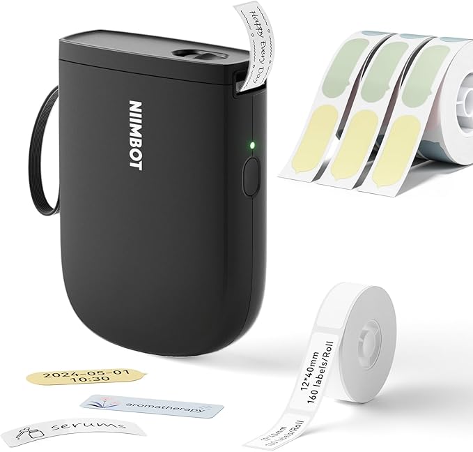 NIIMBOT D11 New Version Label Maker Machine with Tape,300DPI Bluetooth Label Printer, Portable Thermal Printer,Sticker Maker for Organizing Home Office School,Black
