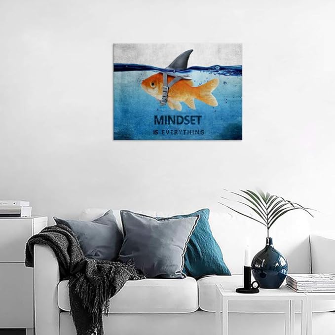 Yatsen Bridge Motivational Wall Art Animal Inspirational Entrepreneur Quotes Mindset is Everything Artwork for Office Classroom Gym School Framed-24 Wx18 H