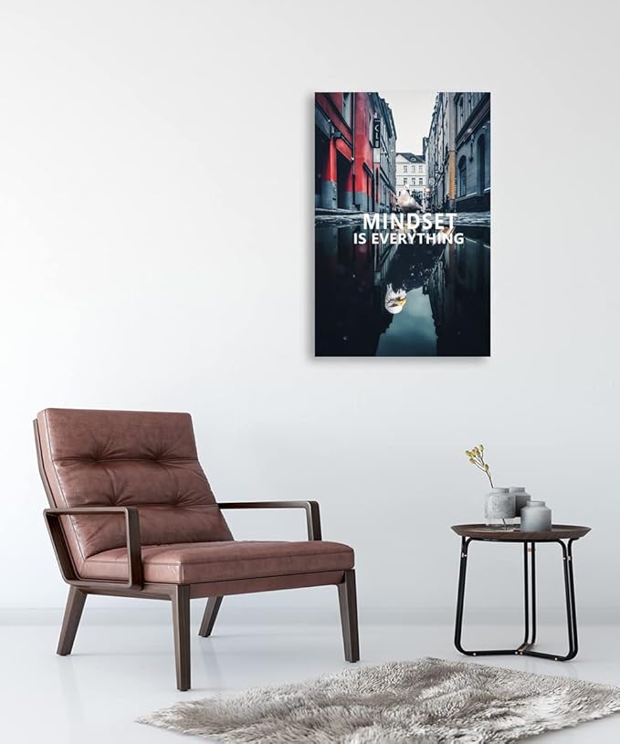 Inspirational Canvas Wall Art Mindset is Everything Inspiring Animal Poster Dove and Eagle Painting Printing Art Modern Home Decoration Frame Living Room Office Ready to Hang[24''W x 36''H]