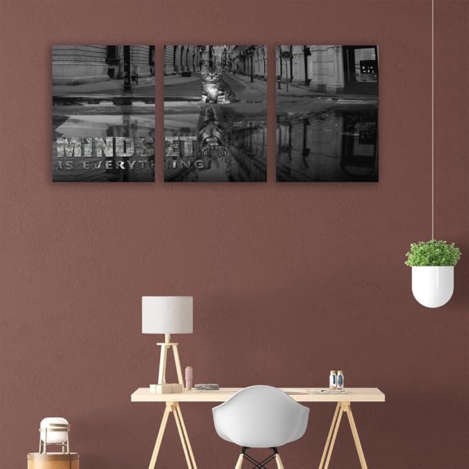 Large Canvas Quotes Wall Art Ability Motivational Attitude Inspirational Bedroom Posters Prints 3 Piece Home Decor Entrepreneur Office Words Quote Decoration Ready to Hang - 60" W x 28" H