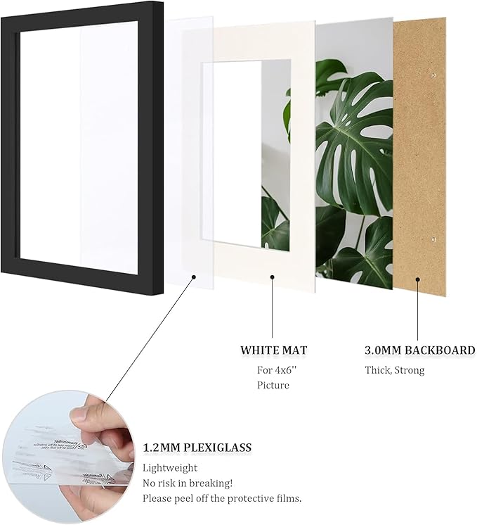 Egofine 16x24 Picture Frame Set of 2 Made of Solid Wood Covered by Plexiglass, Table Top Display and Wall Mounting Photo Frame, Black