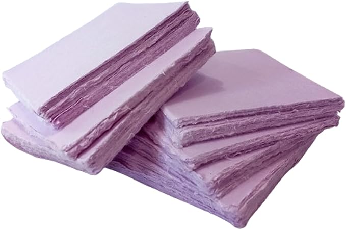 Deckle Papers® Handmade Cotton Paper Square Card Stock for Envelope Making, Calligraphy, Wedding Invitation, Menu Cards, Drawing, Watercolor, Origami-Pack of-50-Purple (6x6 Inch)