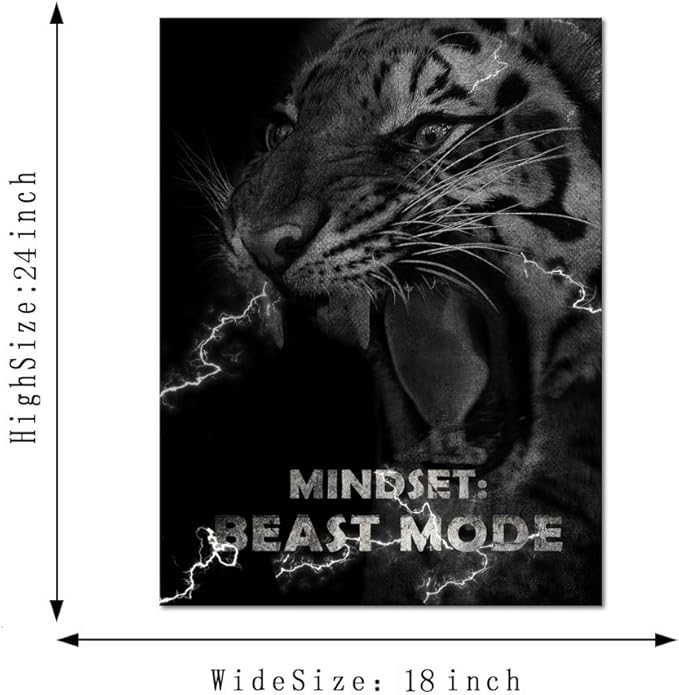 Inspirational Wall Art Motivational Pictures Prints on Canvas Modern Inspiring Entrepreneur Quotes Posters Mindset Beast Mode Painting Artwork Decor for Living Room Office Home Gifts (18" Wx24 H)