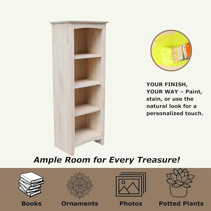 Solid Wood Shaker Bookcase - 48" H