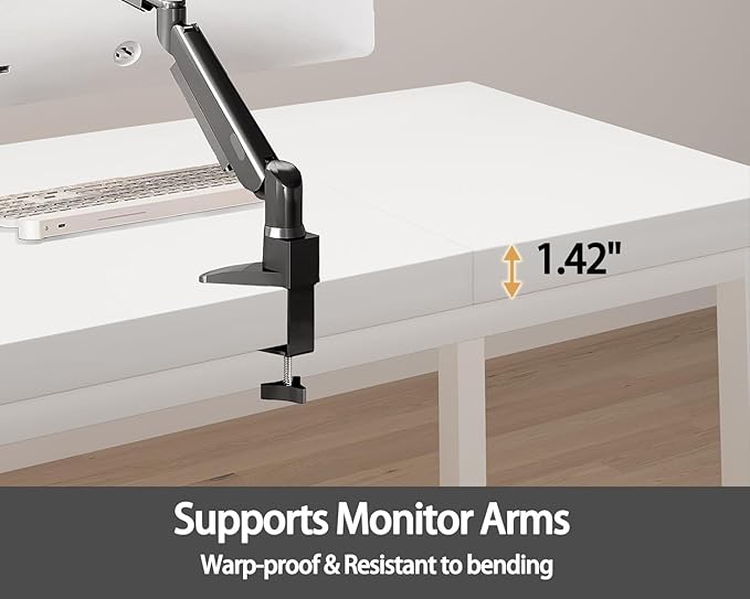 Modern 47 Inch Wood Computer Desk with Thick Desktop - Gaming, Writing Table for Home Office, Study, Work, Student & School Use, Simple Style, White