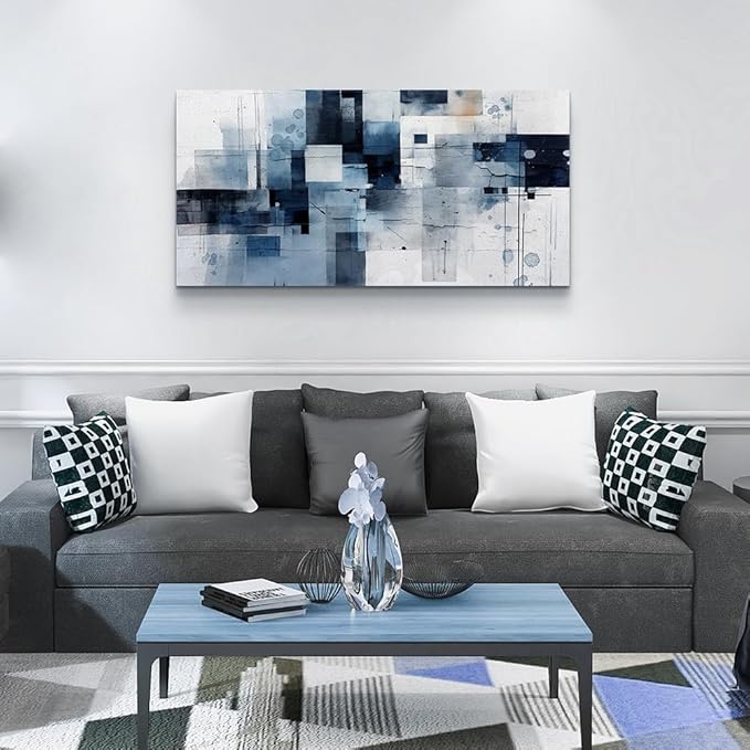 Lapremoly Abstract Canvas Wall Art - Large Color Block Wall Decor for Living Room, Office, Bedroom - 24"X48"