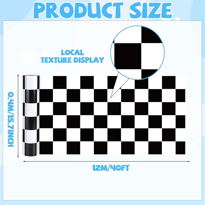 Black Checkered Bulletin Board Roll Reusable Waterproof Erasable Black White Retro Non-Woven Fabric Bulletin Board Roll Checkered Flag Poster for Teacher Classroom Decors Wrap Crafts 15.75" x40ft
